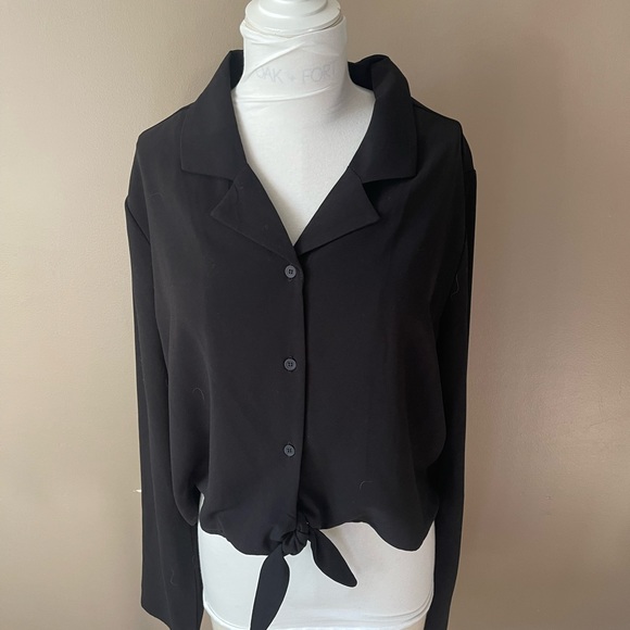 OAK + FORT Tops - Oak+Fort cropped collared top